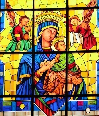 Moeder Maria glas-in-loodraam